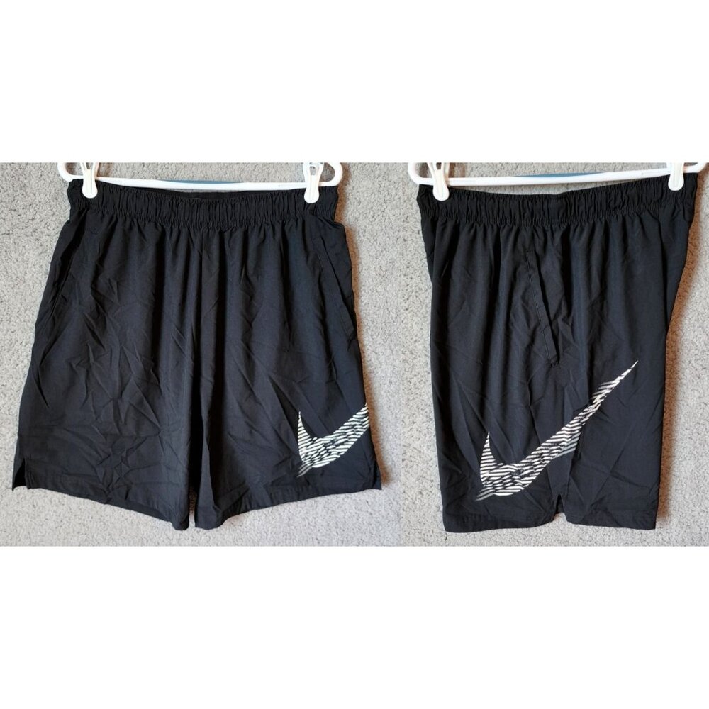 Nike Dri-Fit Black Swoosh Logo Athletic Shorts Size XL CJ1977-010 100% Polyester